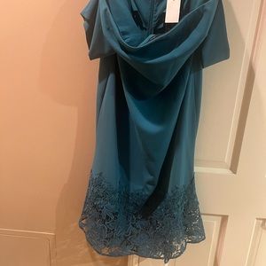 Off the shoulder teal dress with beautiful lace